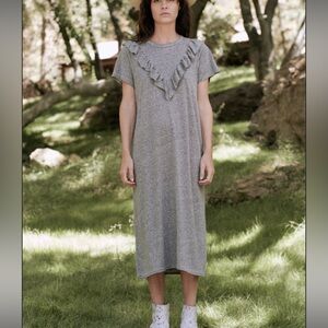 The Great. tuxedo tshirt midi dress Heather gray‎ comfy day dress casual